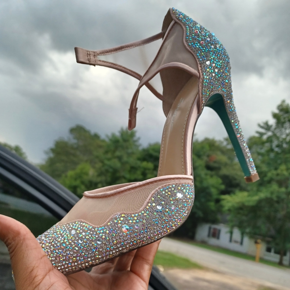 Betsey Johnson Silver Rhinestone Heels